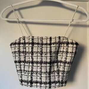 Black and White Tweed Crop Top